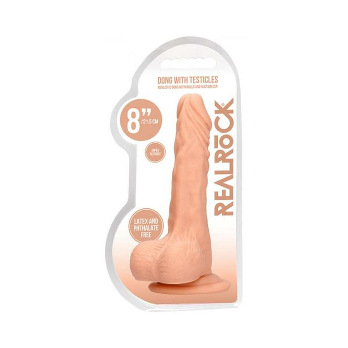Real Rock Realistic Dildo With Balls - 8" - 20 Cm - Vanilla