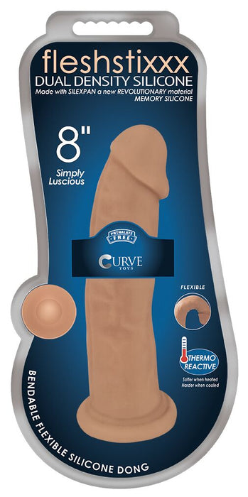 8 Inch Fleshstixxx Silicone Dildo W/o Balls - Latte