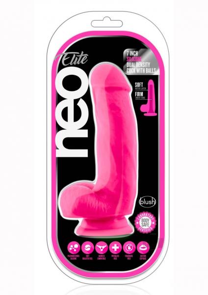Neo Elite 7in Silicone Dual Density Cock With Balls