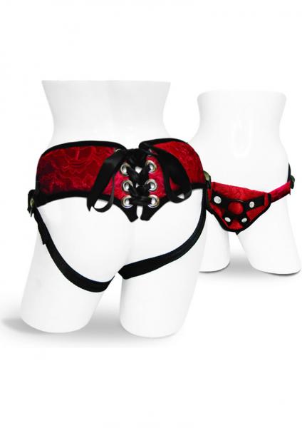 Red Lace Corsette Strap-On Adjustable