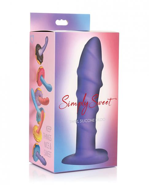Curve Toys Simply Sweet 7'' Swirl Silicone Dildo - Purple