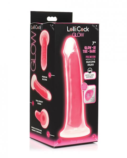 Curve Toys Lollicock 7'' Glow In The Dark Silicone Dildo - Pink