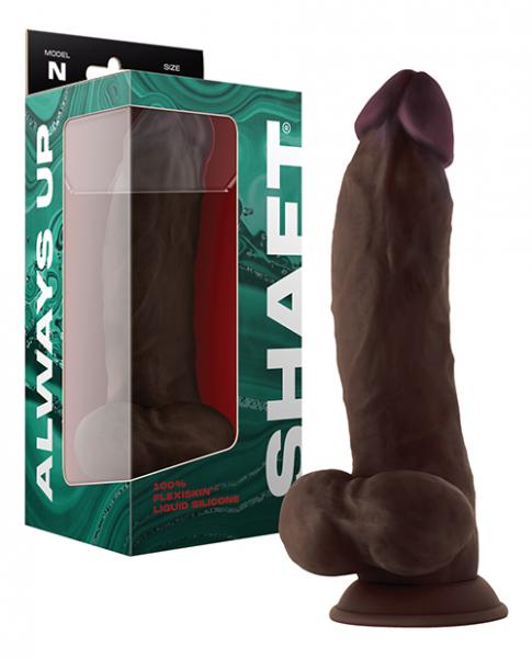 Shaft Model N Flexskin Liquid Silicone 9.5'' Side Curve Dong W/balls - Mahogany