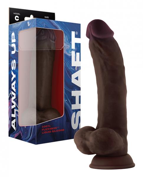 Shaft Model C Flexskin Liquid Silicone 9.5'' Curved Dong W/balls - Mahogany