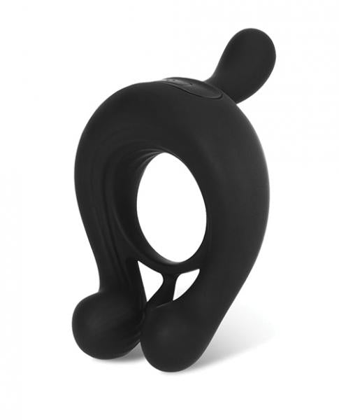 '=kairos Vibrating Cock Ring W/ 3 Bullets - Black