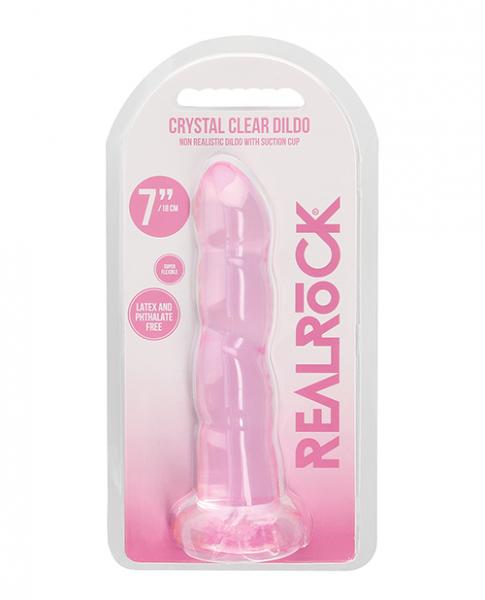 Shots Realrock Crystal Clear Non Realistic 7'' Dildo - Pink