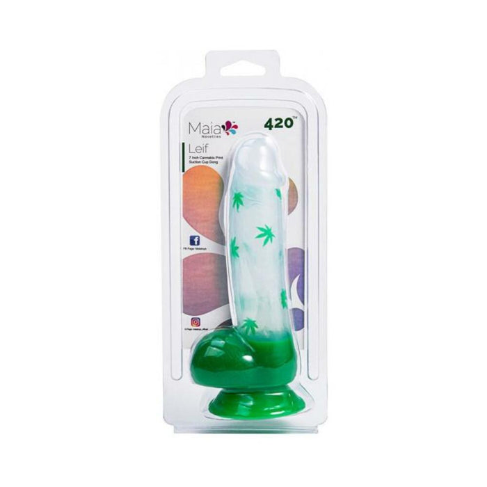 Leif 7 In 420 Pot Leaf Print Silicone Dong