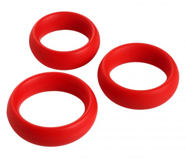 3 Piece Silicone C Ring Set - Red