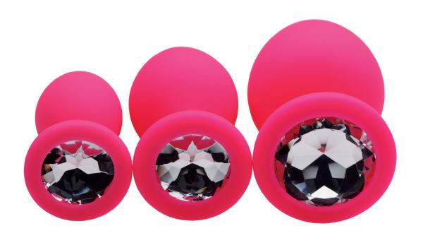 Frisky 3 Piece Silicone Anal Plugs with Gems