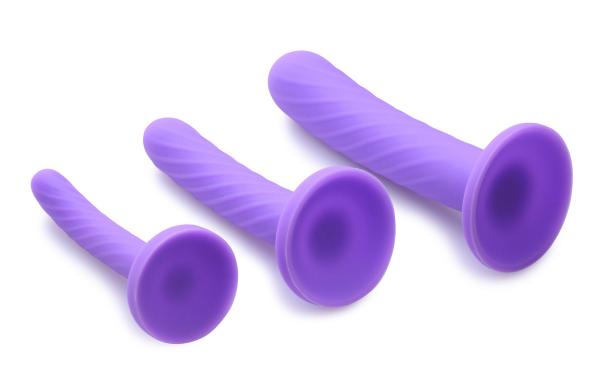 Tri-Play Silicone Dildo 3 Piece Set Purple