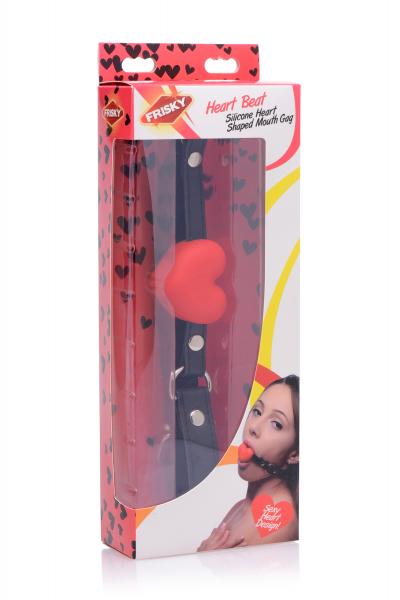 Heart Beat Silicone Heart Shaped Mouth Gag Red