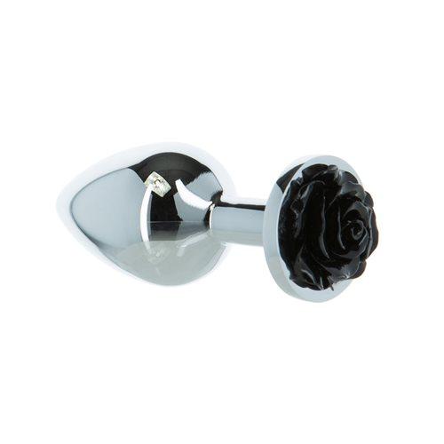 Lux Active Black Rose 3.5in Metal Butt Plug Medium