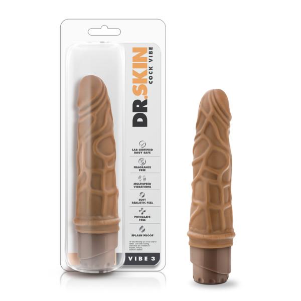 Dr Skin Cock Vibe 3 Vibrating Dildo Mocha Tan