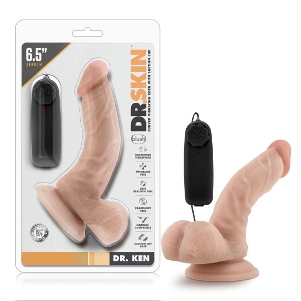 Dr Ken 6.5 inches Vibrating Cock with Suction Cup Beige