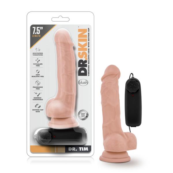 Dr. Tim 7.5 inches Vibrating Cock, Suction Cup Beige