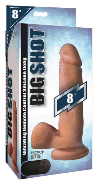 Big Shot 8 inches Vibrating Silicone Dong With Balls Beige