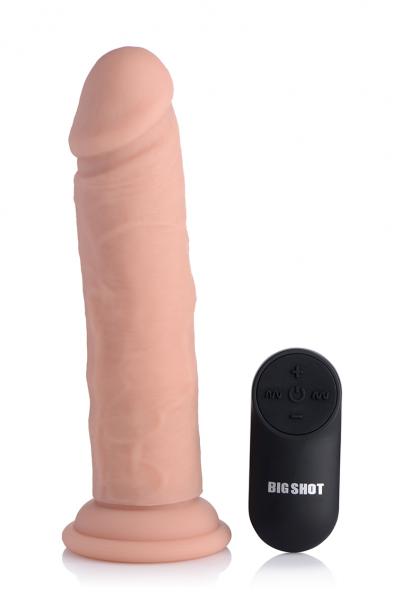 Curve Novelties Big Shot 7'' Vibrating 21x Silicone Dildo W/out Balls W/remote - Light