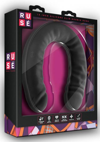 Ruse 18 inches Silicone Double Headed Dildo Black