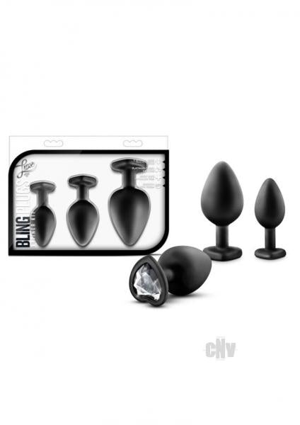 Bling Plugs Training Kit Black with Gem End