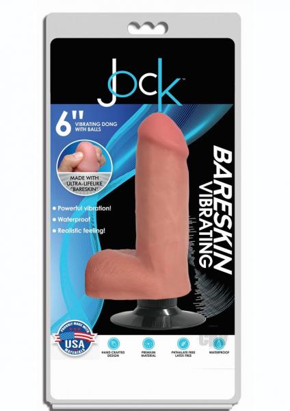 Jock Bareskin Vibrating Dong W/balls & Suction Cup 6in