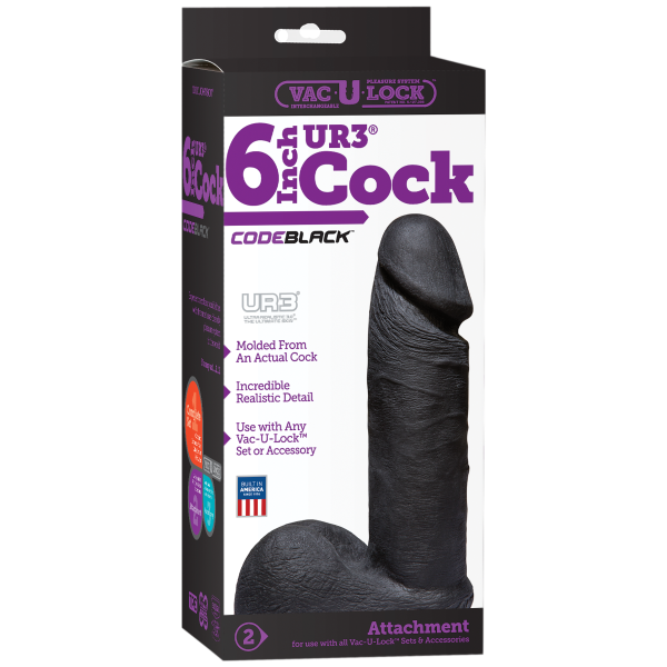 Vac U Lock Code Black UR3 Realistic 6 Inches Cock