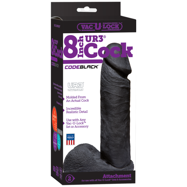 Vac U Lock Code Black 8 Inches UR3 Realistic Dildo