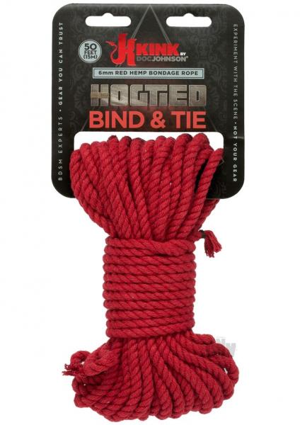 Kink Hogtied Bind & Tie Hemp Bondage Rope 50ft Red