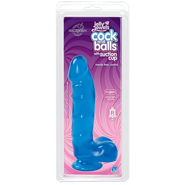 Jelly Jewels Cock And Balls With Suction Cup 8 Inch