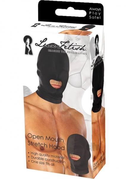 Lux Fetish Open Mouth Stretch Hood Black O/S