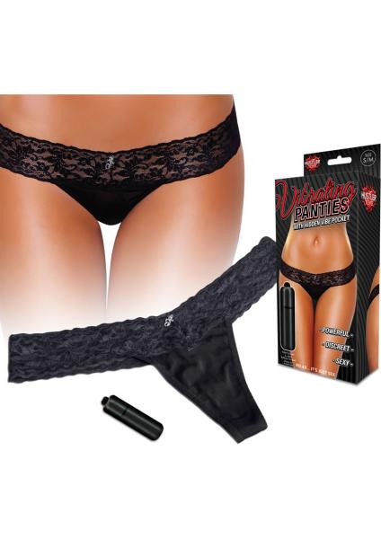 Vibrating Lace Thong Black M/L