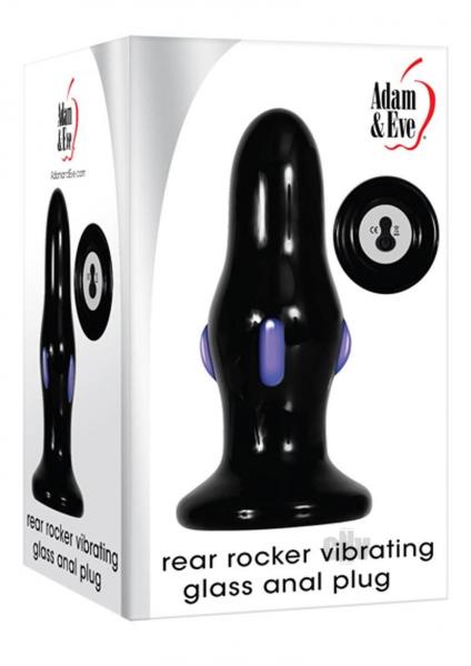 Adam & Eve Rear Rocker Vibrating Glass Anal Plug - Black