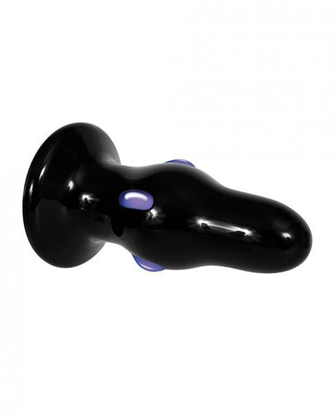 Adam & Eve Rear Rocker Vibrating Glass Anal Plug - Black