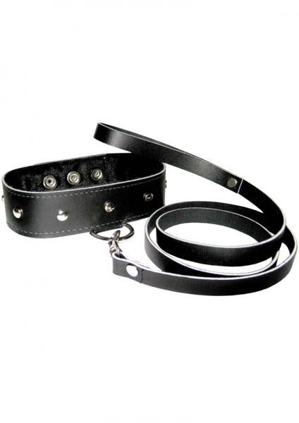 Leather Leash And Collar Black