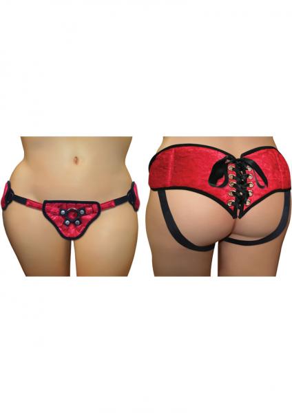 Plus Size Lace With Satin Corsette Adjustable Strap On Red Size 12 to 30