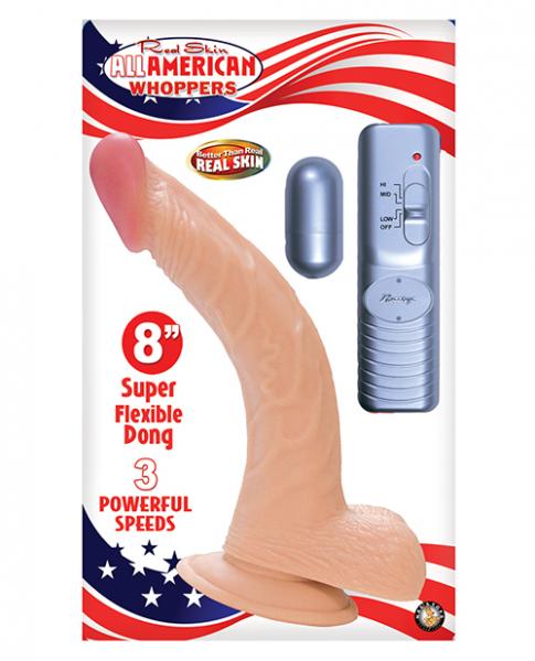 American Whopper 8in Curved Vibrating Dong & Balls