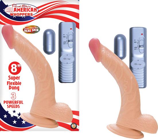 American Whopper 8in Curved Vibrating Dong & Balls