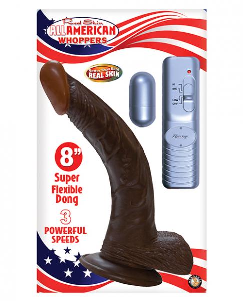 American Whopper 8in Curved Vibrating Dong & Balls