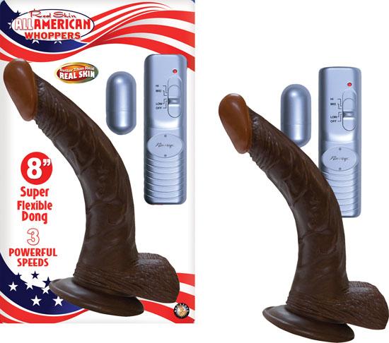 American Whopper 8in Curved Vibrating Dong & Balls