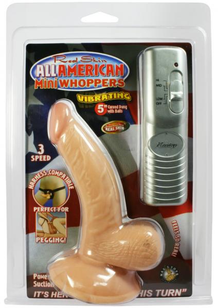 All American Mini Whoppers 5in Curved Vibrating Dong