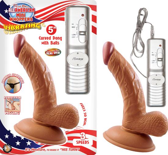 Latin American Mini Whoppers 5 inches Vibrating Dong, Balls Brown