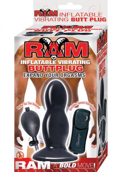 Ram Inflatable Vibrating Butt Plug - Black