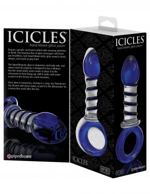 Icicles No 81 Blue Glass Massager with Ring End