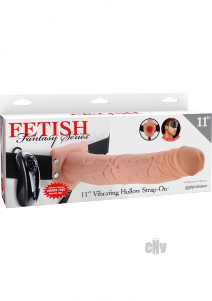 Fetish Fantasy 11 inches Vibrating Hollow Strap On Beige