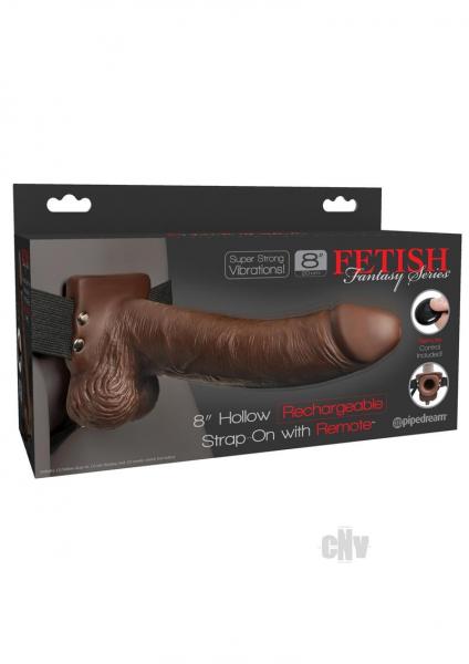 Fetish Fantasy 8 inches Hollow Strap On Remote Brown