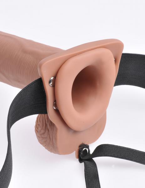 Fetish Fantasy 10 Inches Hollow Rechargeable Strap On Remote Tan