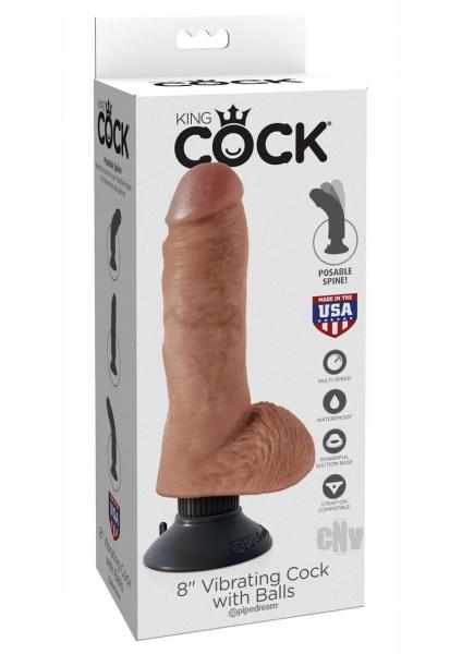 King Cock 8in Vibrating Cock W/balls