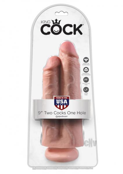 King Cock 9in Two Cocks One Hole