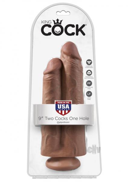 King Cock 9in Two Cocks One Hole