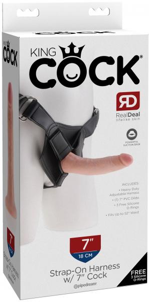 King Cock Strap On Harness with 7 inches Beige Dildo