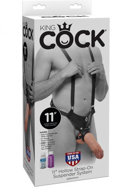 King Cock 11 In. Hollow Strap On Suspender System Flesh